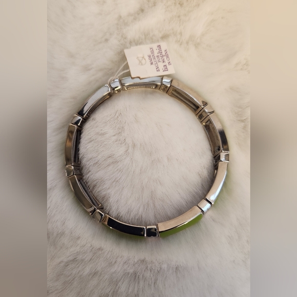 NWT Lia Sophia "Interval" Grass Green and Silver Bracelet - Picture 3 of 3